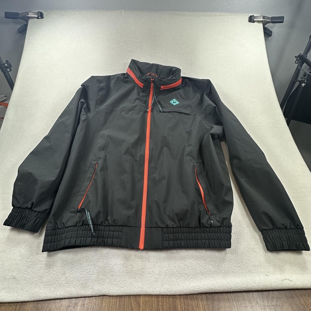 REI Co-op Outdoor Afro Jacket Mens XL Black Hooded Full Zip Windbreaker Shell